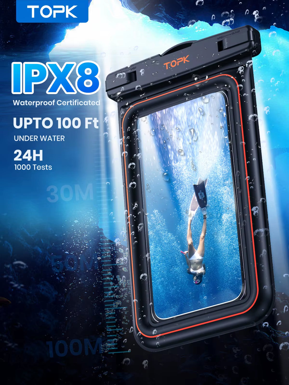 IPX8 Waterproof Phone Pouch – Travel, Beach & Shower Protection (Fits up to 7’’ Phones)