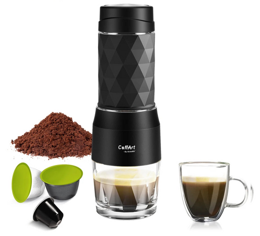 Portable Hand Press Espresso Maker – Compact Travel Coffee Machine for Ground & Capsule Coffee