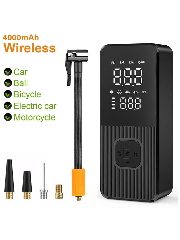 Wireless Electric Air Pump 150PSI / 10 Bar – Portable Tire Inflator for Car, Bike & Motorcycle 